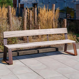 Cortenstahl Bänke MIO mit Rückenlehne 2300 x 620 x 840 mm