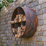 Cortenstahl Holzlager LOGG ronde 1000 x 400 mm