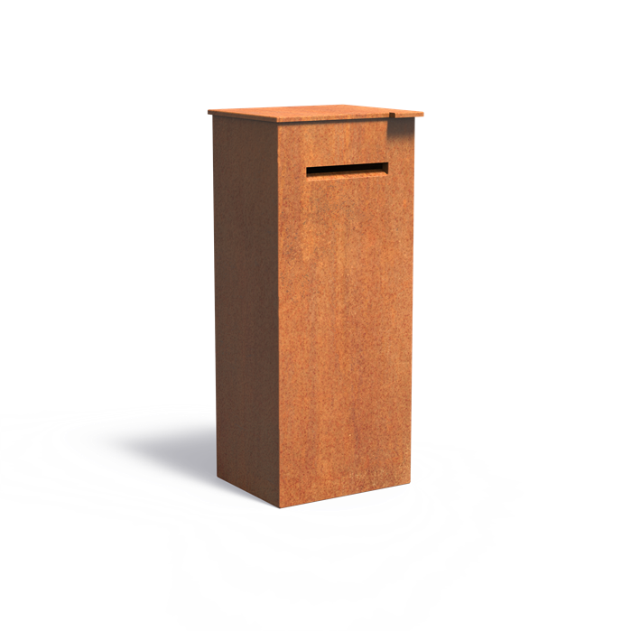 Cortenstahl Briefkasten freistehend CASE 514 x 454 x 1200 mm