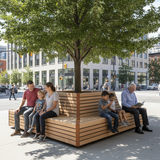 Cortenstahl Greenpoints STORR mit Eckbank 2300 x 2300 x 850 mm