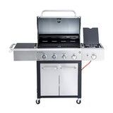 Allgrill Basic-Line Festival Edelstahl/schwarz Gasgrill mit 4 Brennern und Seitenkocher