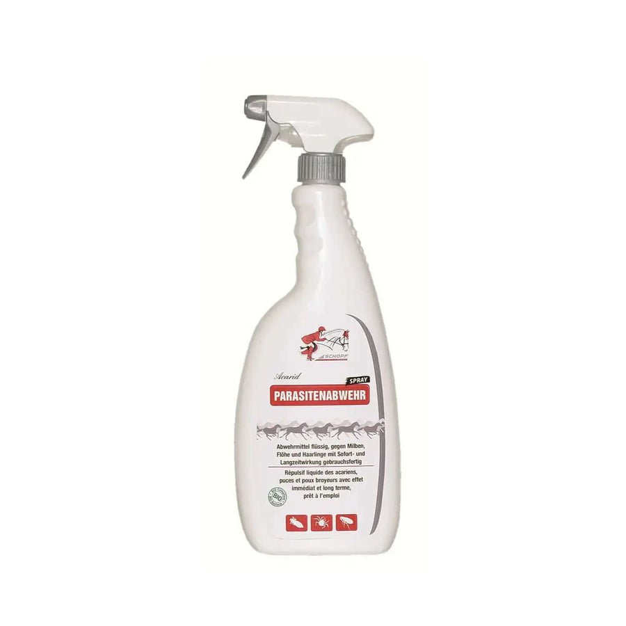 Schopf Riders Acarid Parasitenabwehr 1000 ml - Mit Geraniol Gegen Milben Flöhe - Sofortige Langzeitwirkung. Dieses Produkt bietet zuverlässigen Schutz für Tiere mit sofortiger und langanhaltender Wirkung gegen Parasiten wie Milben, Flöhe und Haarlinge.
