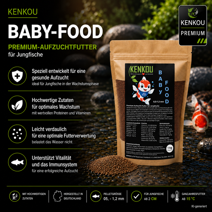 Koi Aufzuchtfutter KENKOU® Baby-Food 0,8 mm - 1,2mm  Granulat
