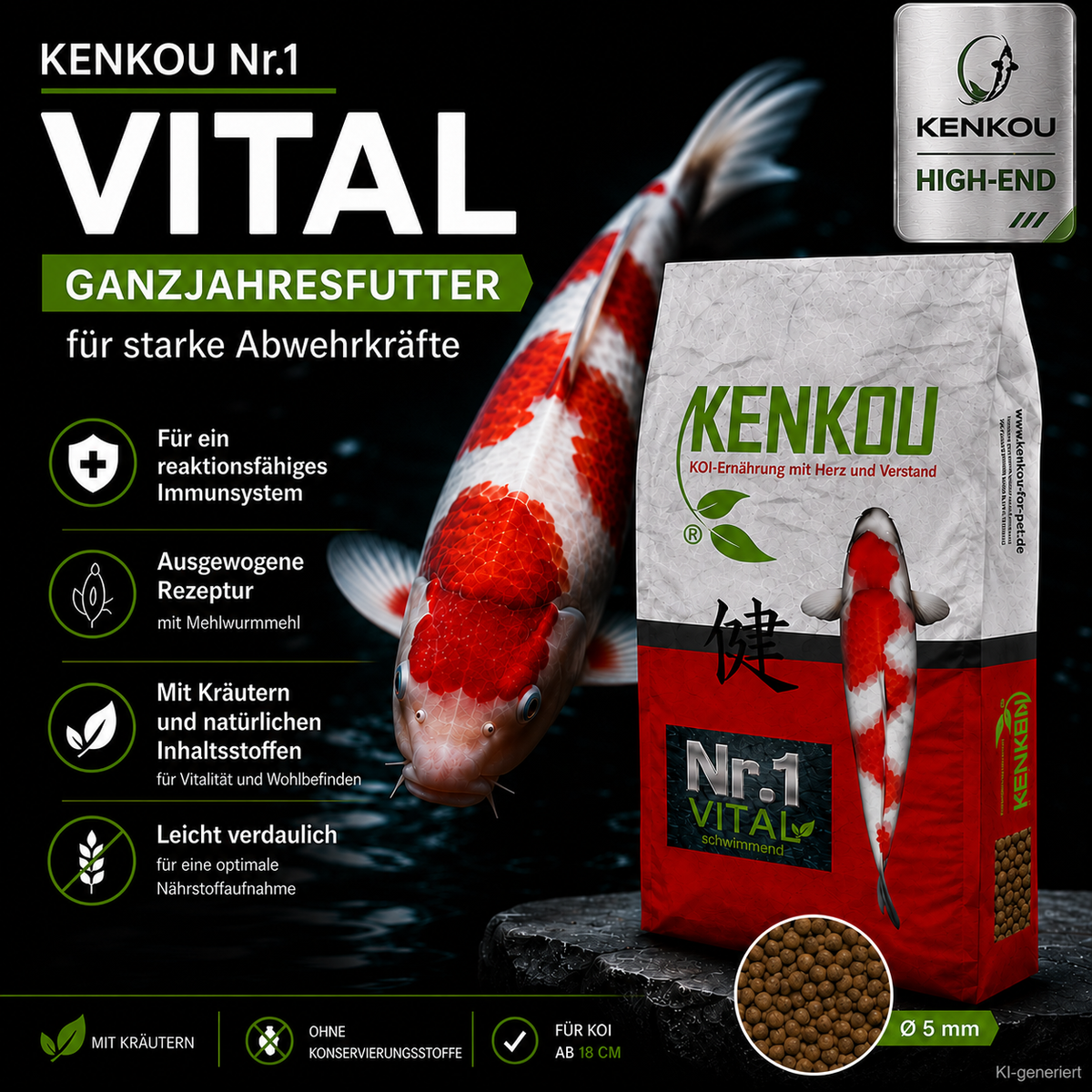 KENKOU® Nr.1 VITAL -  5mm Koifutter schwimmend