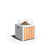 Aluminium Feuertische BRANN mit Holzdekoration 629 x 629 x 600 mm