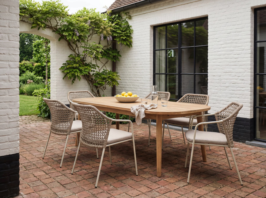 Barths Gartenmöbelset Madera - Ausziehbarer Teakholz-Tisch 180/240x100 cm mit 8 Stühlen | Anthrazit