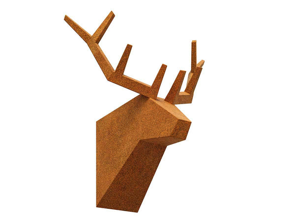 Hirschgeweih Cortenstahl Massiv - Wanddeko Geweih Skulptur