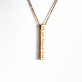 Edelstahl Barrenanhänger personalisiert , Säulenkette mit Gravur - Rose Gold