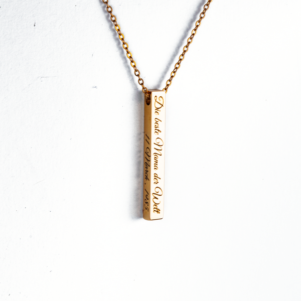 Edelstahl Barrenanhänger personalisiert , Säulenkette mit Gravur - Rose Gold