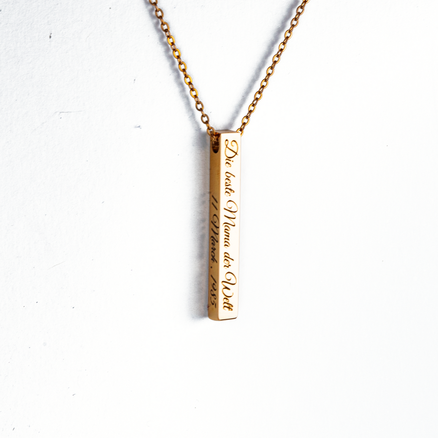 Edelstahl Barrenanhänger personalisiert , Säulenkette mit Gravur - Rose Gold