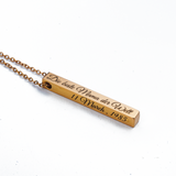 Edelstahl Barrenanhänger personalisiert , Säulenkette mit Gravur - Rose Gold