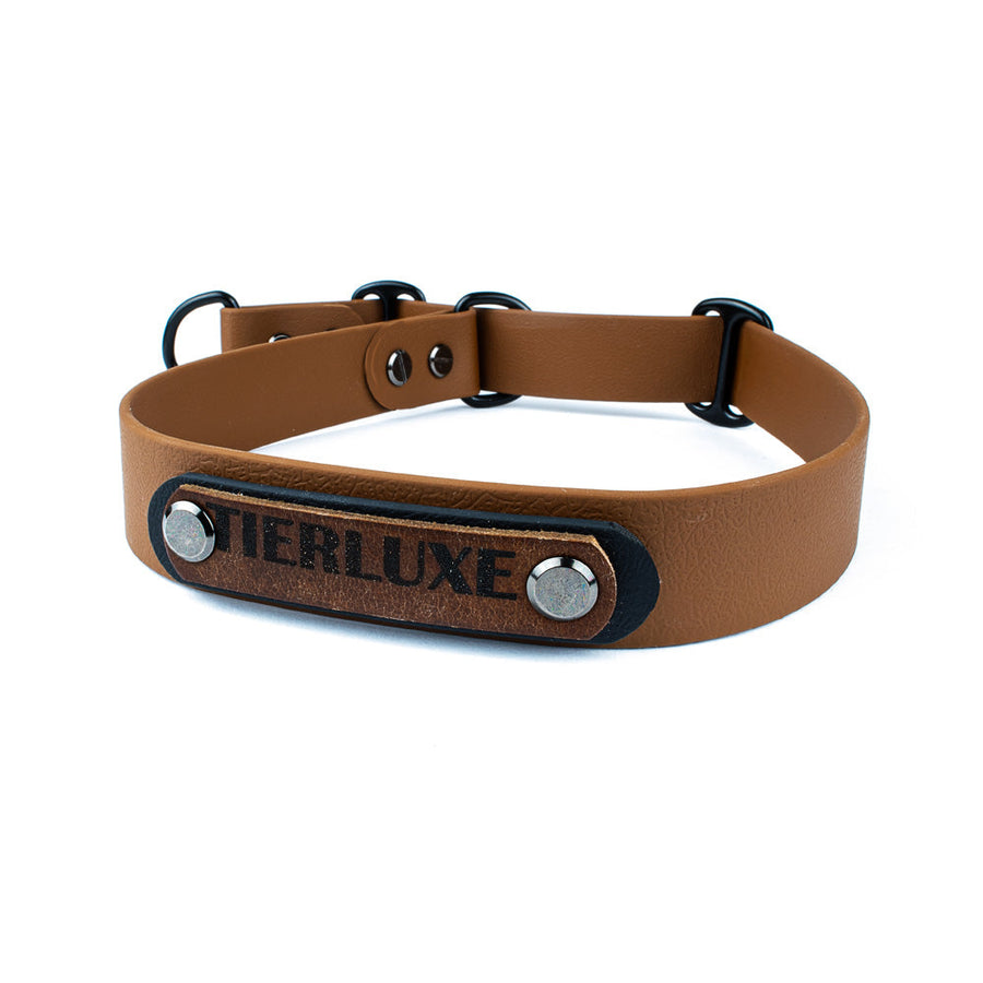 Hundehalsband Tierluxe Zugstopp Biothane Braun Personalisiert