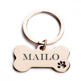 Personalisierte Hundemarke Rose Gold Edelstahl Knochen Gravur Schlüsselanhänger