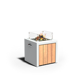 Aluminium Feuertische BRANN mit Holzdekoration 629 x 629 x 600 mm