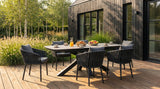 Barths Gartenmöbelset Toronto - Ausziehbarer Sinterstein-Tisch 180/220x100 cm mit 6 Stühlen | Sand
