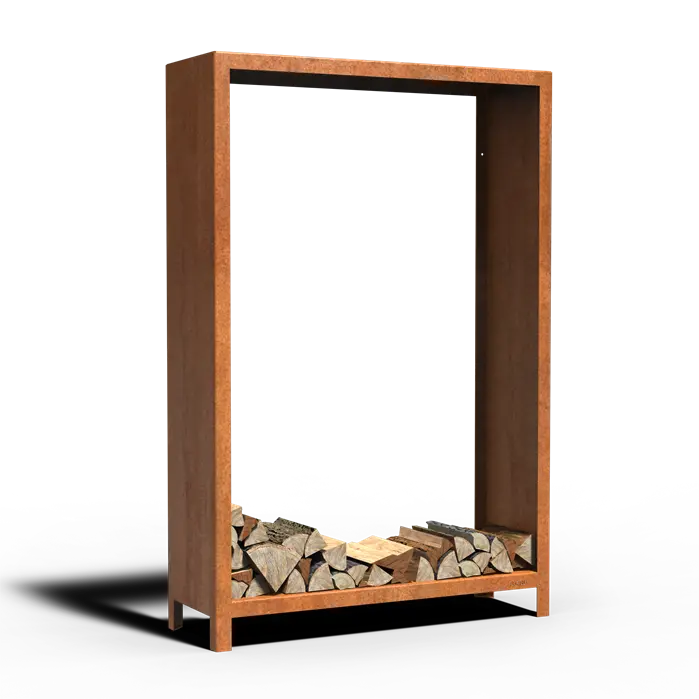 Kaminholzregal aus Cortenstahl Modell LOGG