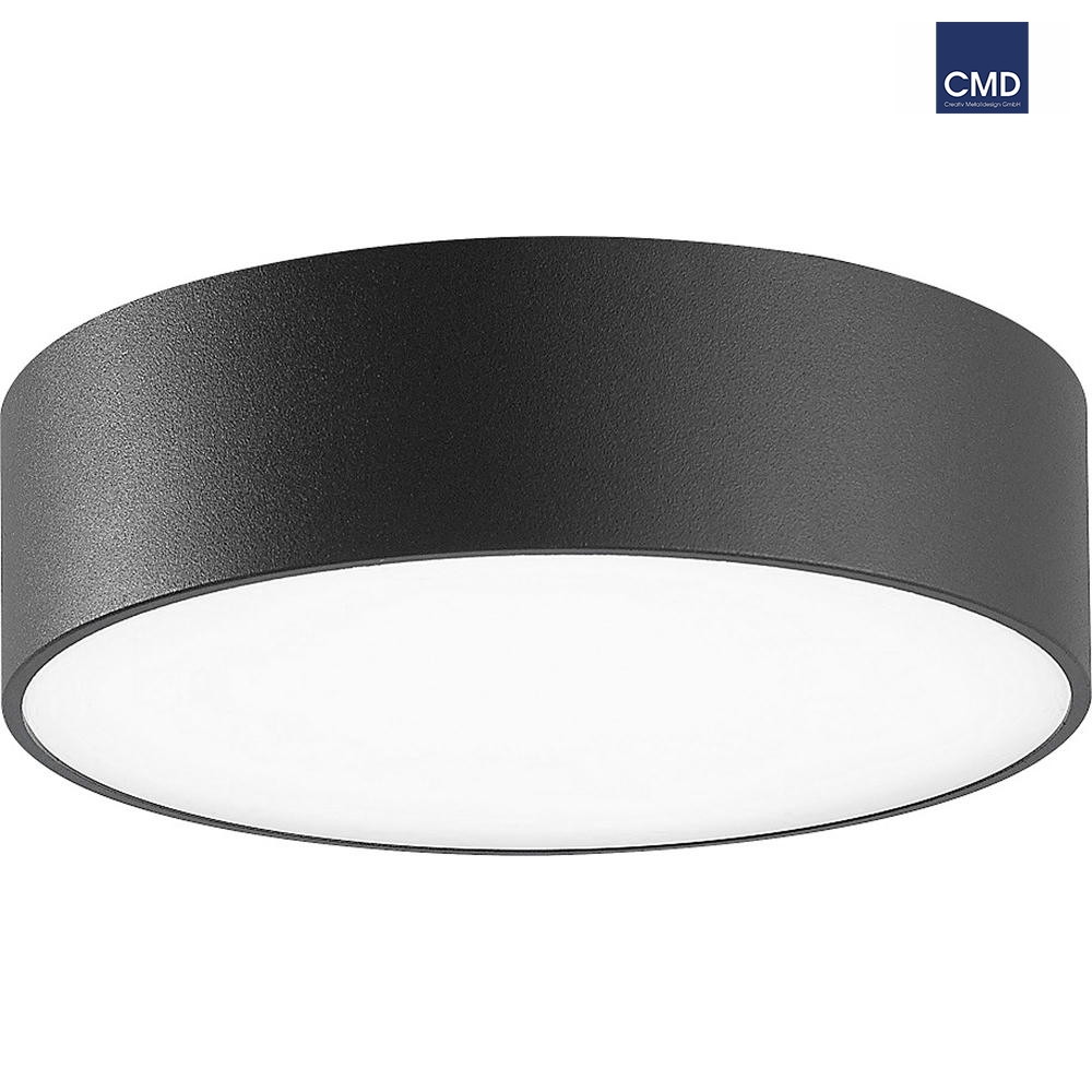 Outdoor LED Wand- und Deckenleuchte, IP65, rund, anthrazit, Ø 25cm 