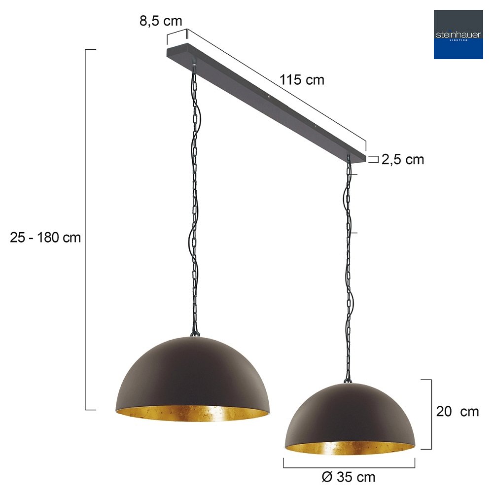 Pendelleuchte SEMICIRKEL, 2 flammig