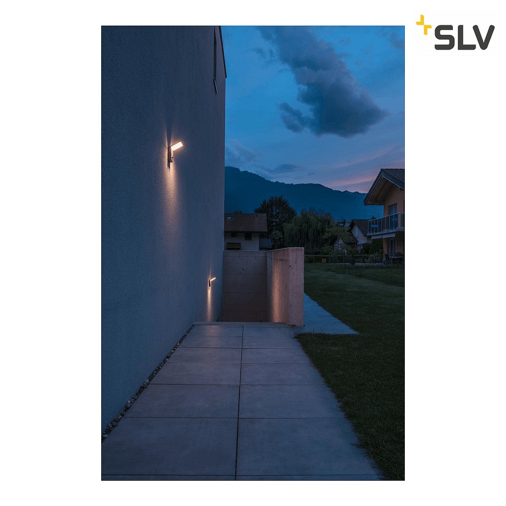 LED Außenwandleuchte ORDI, mit Sensor, Anthrazit / opal