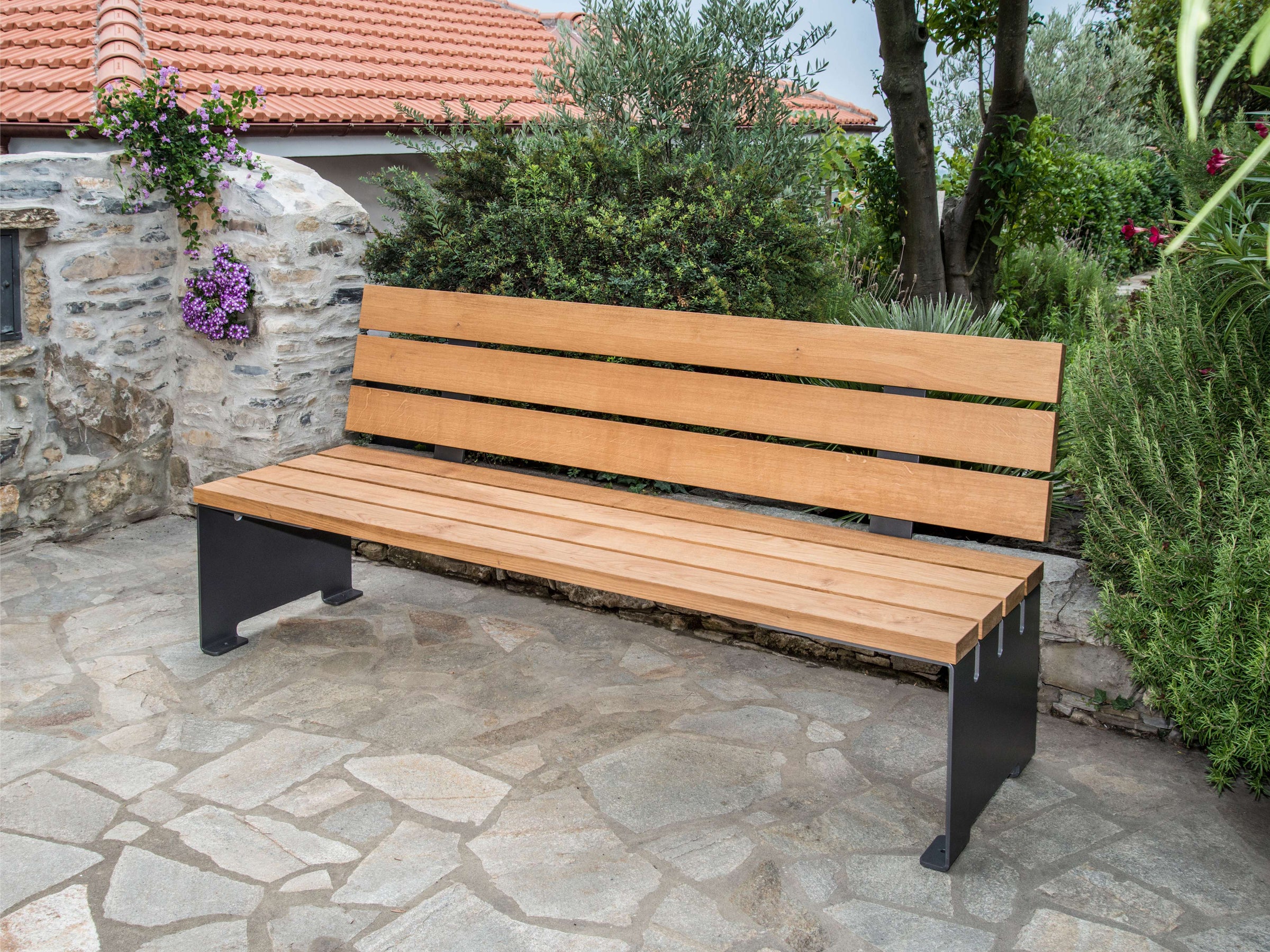Gartenbank Il Ponte Rückenlehne mit 3 Bohlen