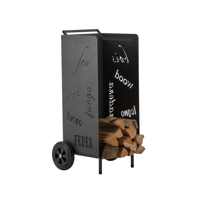 Holzwagen mit Schriftdesign, grafitgrau, 97 cm