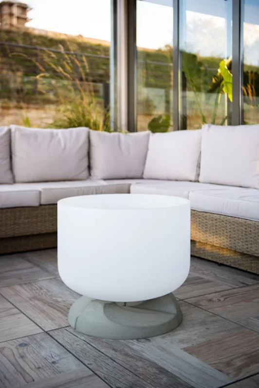 Glas Feuerstelle QFlame Set Ethanol Concrete 